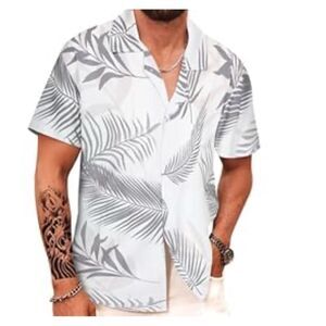 APTRO Men's Hawaiian Shirt Short Sleeve Tropical Vacation Button Down Beach Flor